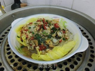 蒜蓉白菜粉丝蒸扇贝的做法步骤：9