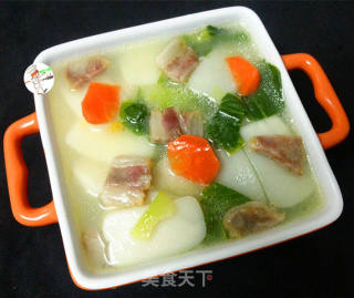 香肠咸肉年糕汤的做法步骤：9