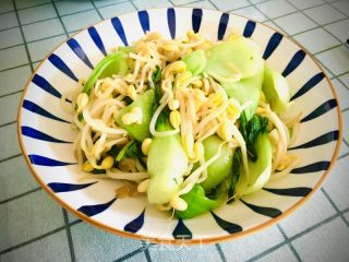 黄豆芽炒油菜的做法步骤：5