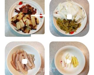 浆水魔芋炒腊肉的做法步骤：1