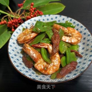 “腊味”辣肠大虾炒芸豆的做法步骤：16