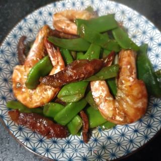 “腊味”辣肠大虾炒芸豆的做法步骤：15