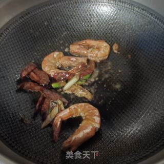“腊味”辣肠大虾炒芸豆的做法步骤：12