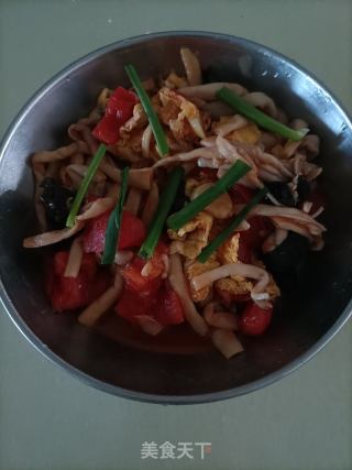 白玉菇番茄炒鸡蛋的做法步骤：17
