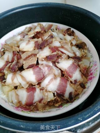 腊肉蒸萝卜糯米的做法步骤：10