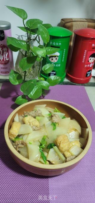 肉片油豆腐烧白萝卜的做法步骤：12