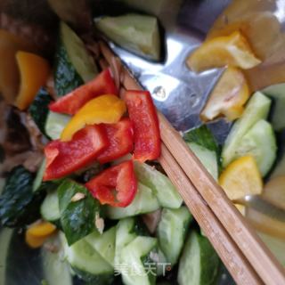 黄瓜拌护心肉的做法步骤：5