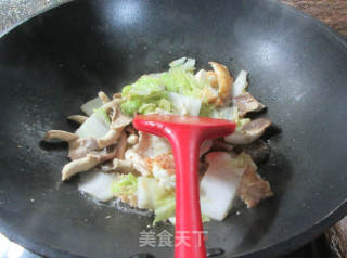 煎鸡蛋秀珍菇炒大白菜的做法步骤：6