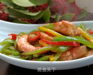 彩椒炒对虾的做法步骤：11