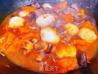 南瓜芋头香菇炖牛肉的做法步骤：11