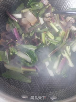 红菜苔炒腊肉的做法步骤：4