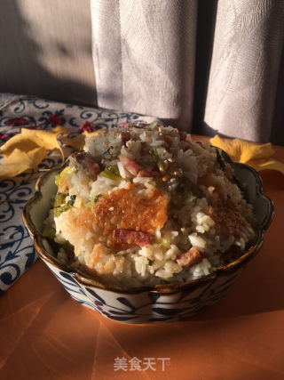 腊肠芥菜焖饭的做法步骤：16
