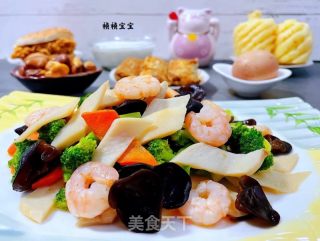#快手小炒#西兰花杏鲍菇木耳炒虾仁的做法步骤：17