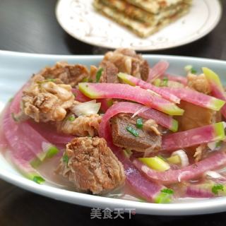 花心萝卜炖羊排的做法步骤：15