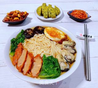 #热汤面#肉参牡蛎煎蛋青菜面的做法步骤：12