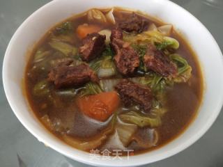 韩式辣酱牛腩刀削面的做法步骤：11