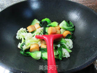 干贝烧炒双菜的做法步骤：7