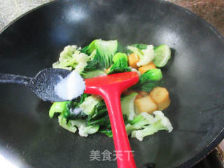 干贝烧炒双菜的做法步骤：6