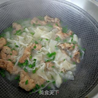 “热汤面”蒜香酥肉宽面的做法步骤：12