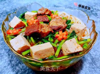 #热汤面#豆腐茼蒿牛肉面的做法步骤：13