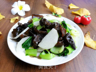 山药青菜炒黑木耳的做法步骤：7