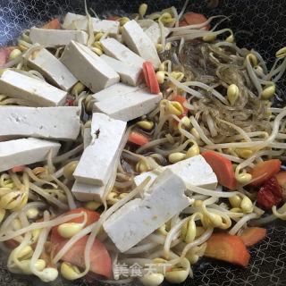 豆腐豆芽炒粉条的做法步骤：7