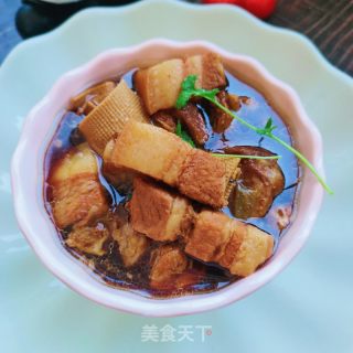五花肉卤豆皮的做法步骤：14
