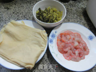 咸菜虾仁馅千张包的做法步骤：1