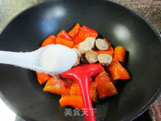 香菇贡丸烧青椒的做法步骤：11
