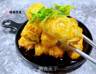 #白菜#鸡肉韭菜白菜卷的做法步骤：16