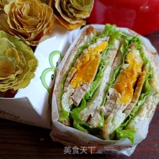 精肉煎蛋三明治的做法步骤：11