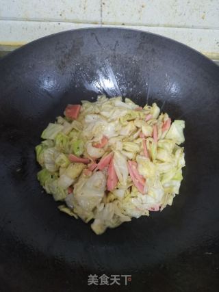 洋白菜炒火腿的做法步骤：4