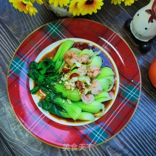 油菜虾仁的做法步骤：10