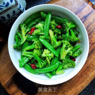 西兰花拌甜豆的做法步骤：7