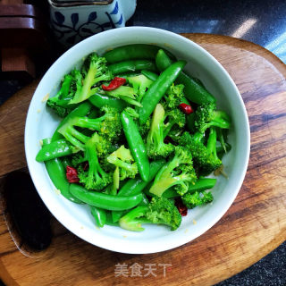 西兰花拌甜豆的做法步骤：8