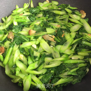 油渣炒菜芯的做法步骤：6