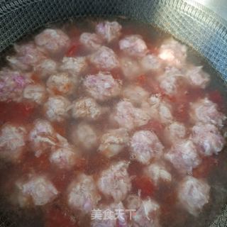 番茄汆芍药花肉丸的做法步骤：15