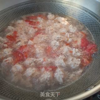番茄汆芍药花肉丸的做法步骤：16