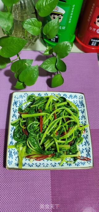 干辣椒炒空心菜叶的做法步骤：7