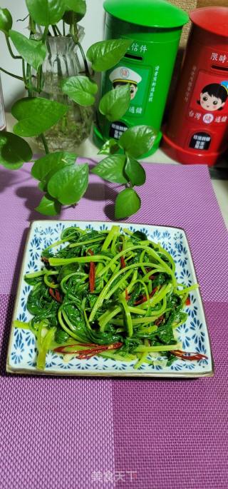 干辣椒炒空心菜叶的做法步骤：8
