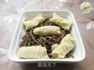 肉面结蒸茶树菇的做法