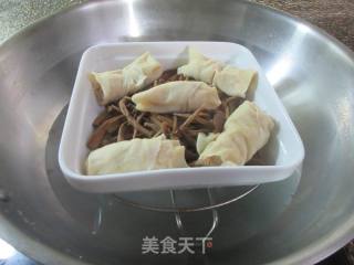 肉面结蒸茶树菇的做法步骤：10