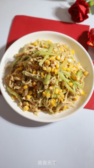 黄瓜玉米拌鸡胸肉的做法步骤：6