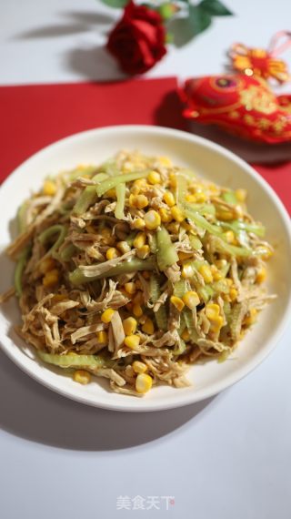 黄瓜玉米拌鸡胸肉的做法步骤：7