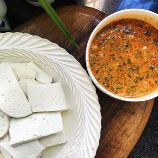 老豆腐蘸麻酱汁的做法步骤：9