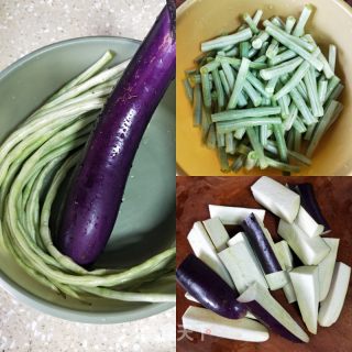 茄子烩豆角的做法步骤：1