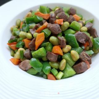 菜椒毛豆炒鹿心的做法步骤：15
