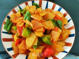 番茄青椒炒土豆的做法步骤：11