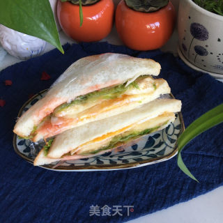 鸡蛋蔬果三明治的做法步骤：9