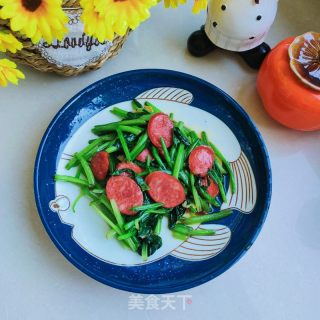 红肠炒菠菜的做法步骤：7